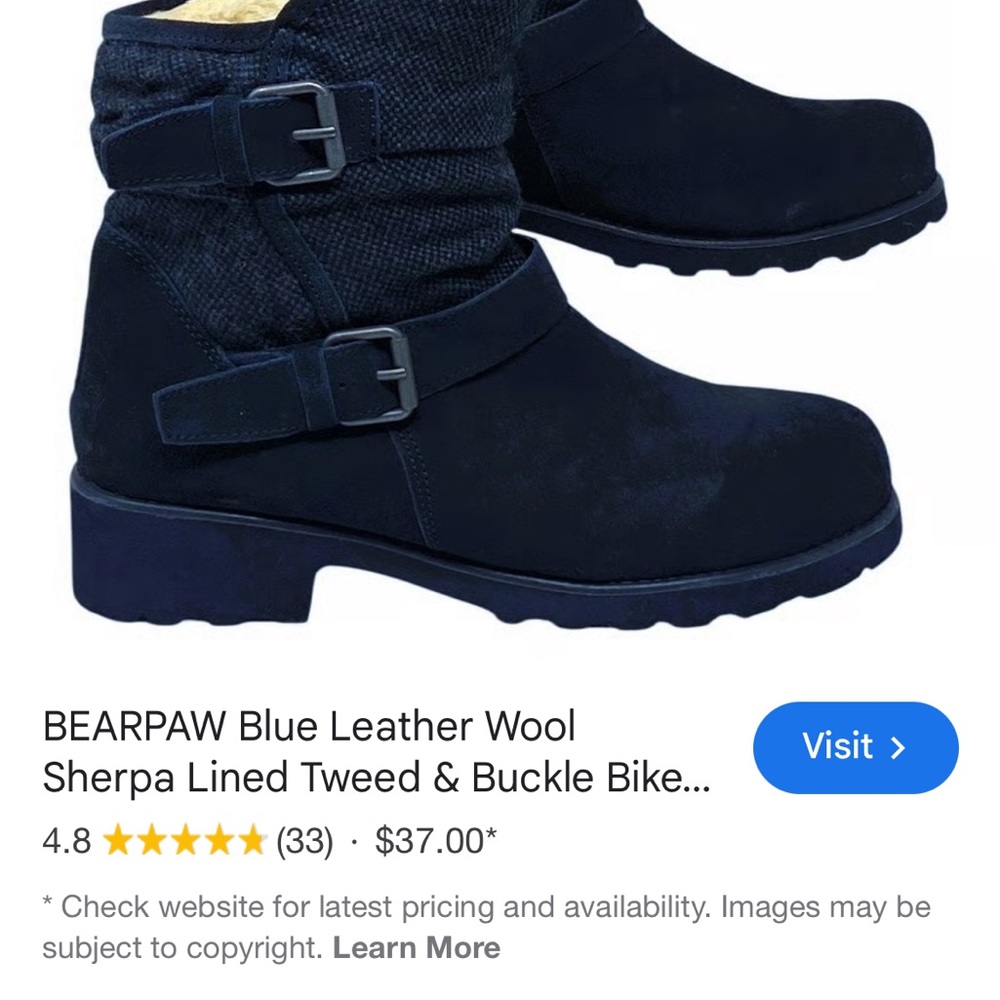 BEARPAW Navy Kids Boots with Buckle Accents
